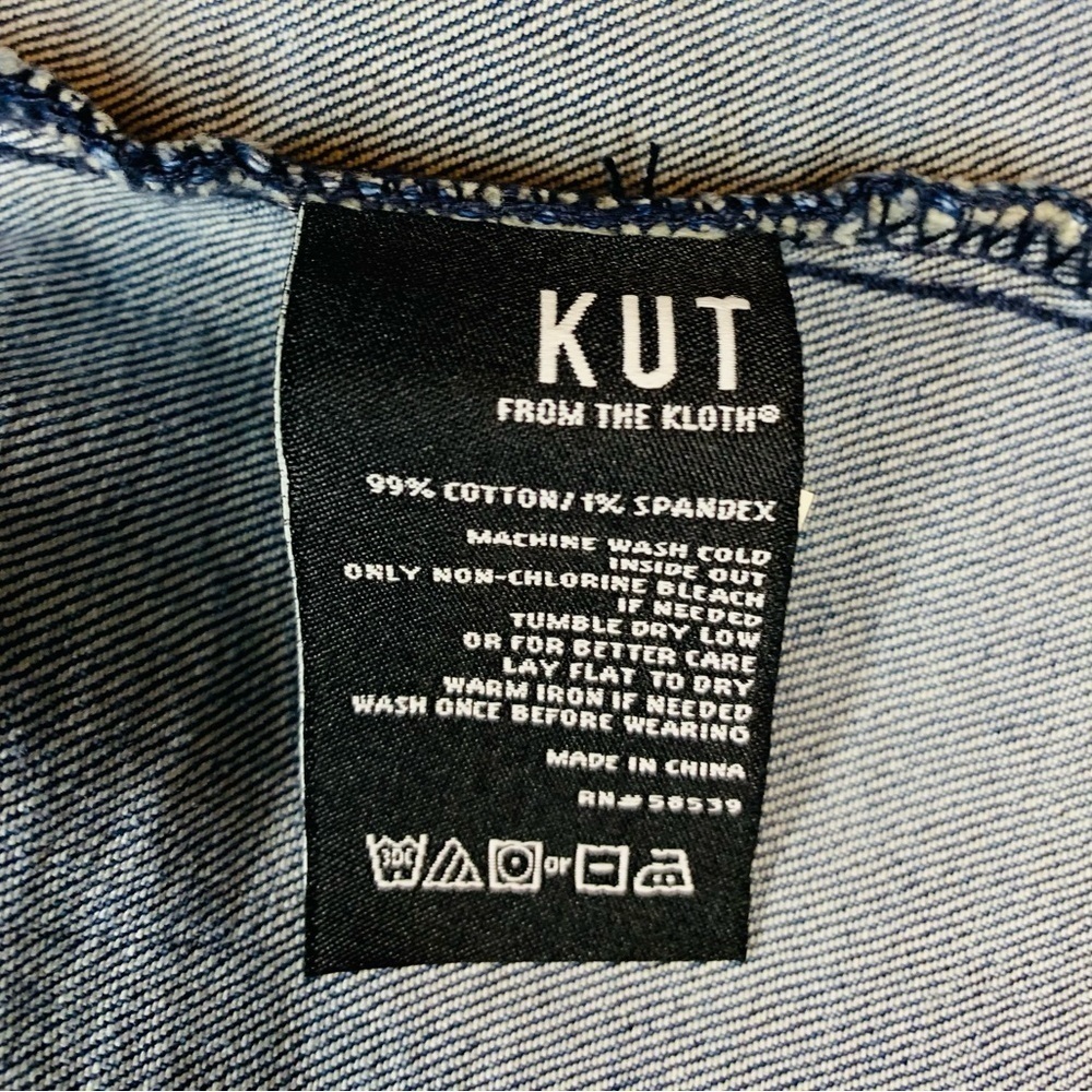 Kut From the Kloth Brene Raw Hem Women’s Stretch Blue Denim Jacket SZ XS! - Picture 7 of 10